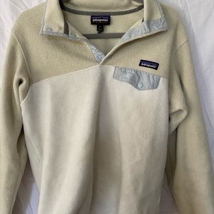 Patagonia Cream and Gray Fleece Pullover